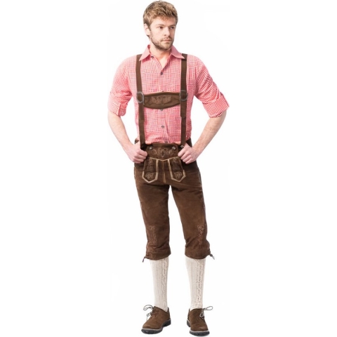Tannhauser Lederhosen Rudi Lang 100% Echt Leder Heren Oktoberfest Heren Carnavalskleding Heren Lederhosen Man -Leer- Donkerbruin- 4XL