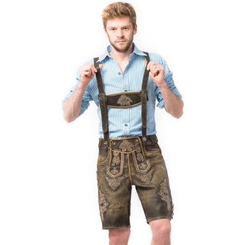 Tannhauser Lederhosen Retro Kort 100% Echt Leder Oktoberfest Heren Lederhosen Man - Leer- Maat 54
