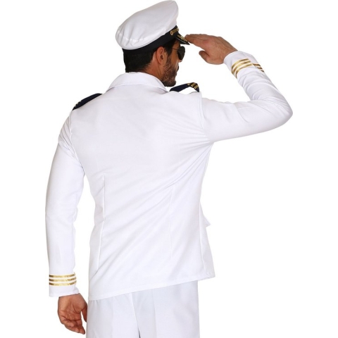 Widmann - Kapitein & Matroos & Zeeman Kostuum - Jas Kapitein Passagiersschip Luxe Cruise Man - Wit / Beige - XXL - Carnavalskleding - Verkleedkleding