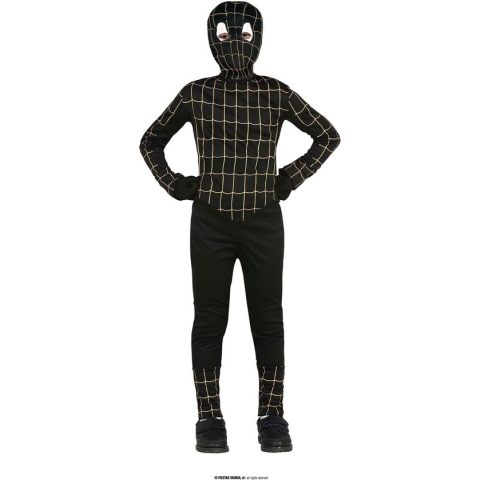 Guirca - Venom & Black Spiderman Kostuum - Zwarte Giftige Superheld Venom Kind Kostuum - Zwart - 10 - 12 jaar - Halloween - Verkleedkleding