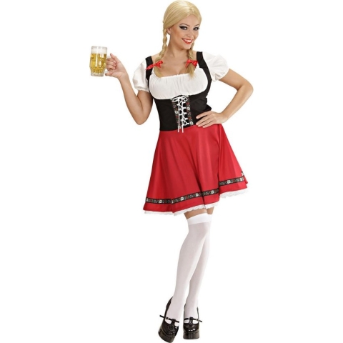 Widmann - Boeren Tirol & Oktoberfest Kostuum - Verleidelijke Heidi Kostuum Vrouw - Rood - XL - Bierfeest - Verkleedkleding