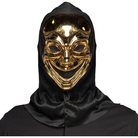 Boland - Gezichtsmasker Crazy killer met kap Goud - Volwassenen - Monster - Halloween accessoire - Horror