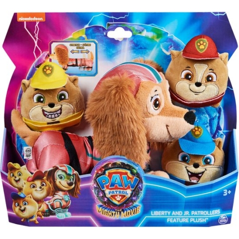 PAW Patrol The Mighty Movie - Liberty-knuffel met drie Junior Patroller-miniknuffels