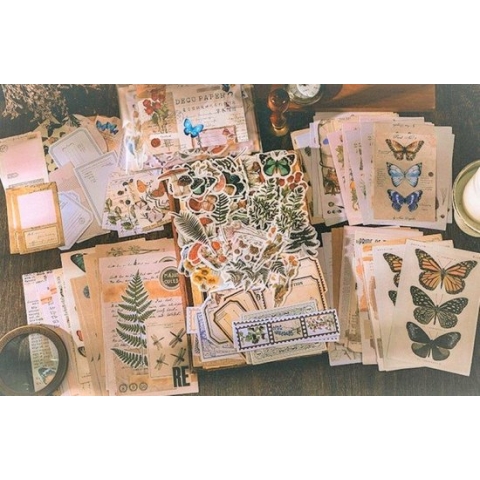 Deco Sticker- & Papierset - Nature - 200 stuks - Bullet Journal Stickers - Planner Agenda Stickers - Scrapbook stickers /papier -  Hobbypapier - Stickers en hobbypapier voor volwassenen en kinderen