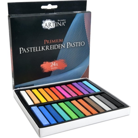Artina Pastelkrijt voor volwassenen Pasteo - Set van 24 Stuks Zachte Krijtstiften - Fijne Pastelpotloden van zachte Krijt