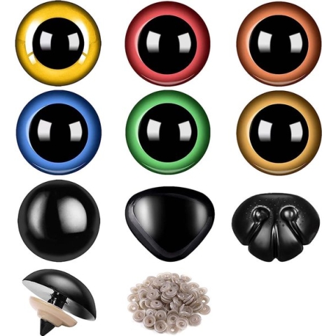 Faas Gekleurde Veiligheidsoogjes - 100 Stuks - Inclusief Veiligheidsneusjes en Sluitringen - Meerdere Kleuren