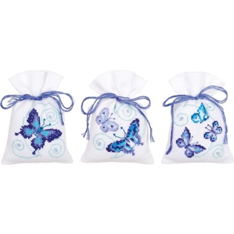 Kruidenzakje kit Blauwe vlinders set van 3 - Vervaco - PN-0146430