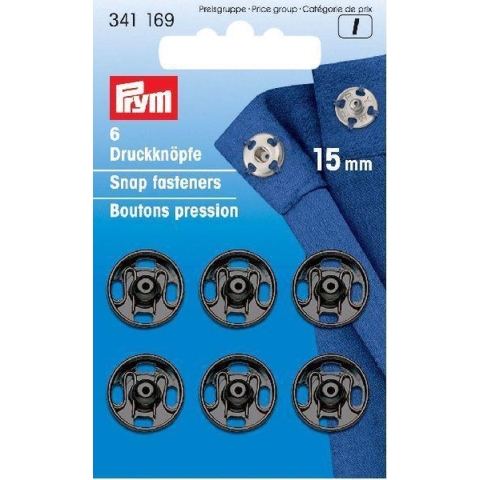 Prym Aannaai drukknopen 6 stuks 15 mm zwart