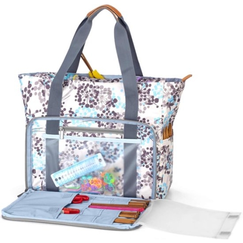 Breien Schoudertas, Garen Opbergtas voor Garen en Onafgewerkt Project, Haakhaken, Breinaalden en Accessoires (GEEN Accessoires Inbegrepen) (Paardebloem)