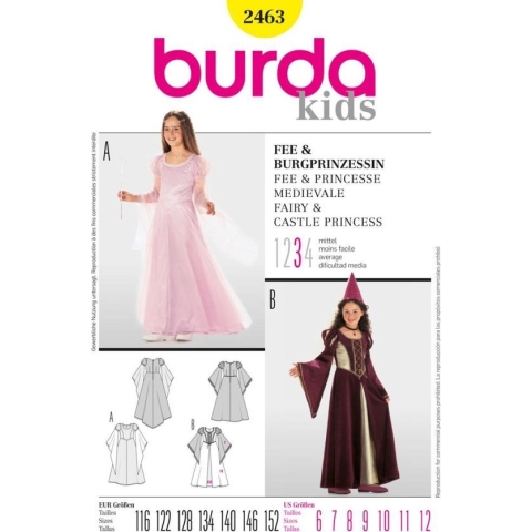 Burda Naaipatroon 2463 - Fee en Kasteelprinses