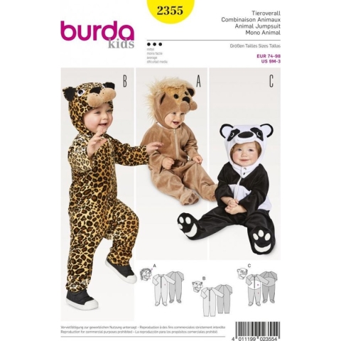 Burda Naaipatroon 2355 - Leeuw, Luipaard en Pandabeer