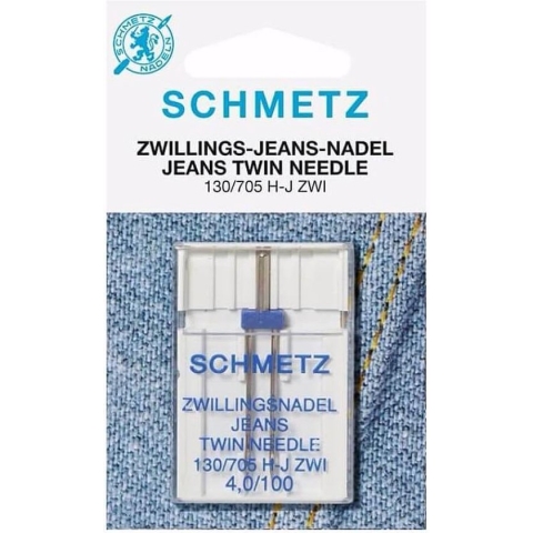 Schmetz Twin, Jeans maat 4.0 dikte 100, naaimachine tweelingnaald, 1 stuks