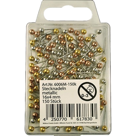 Kopspelden - 150x stuks - Metallic - 16 mm