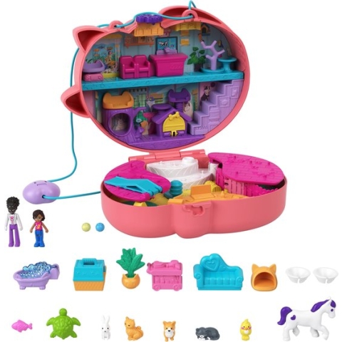 Polly Pocket starring Shani Knuffelkat koffer - Speelfigurenset