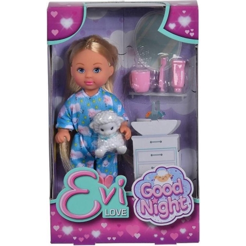 SIMBA Doll Evi gaat slapen in pyjama met een schaap