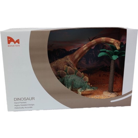 Brachiosaurus - Stegosaurus set in display 22-35 cm
