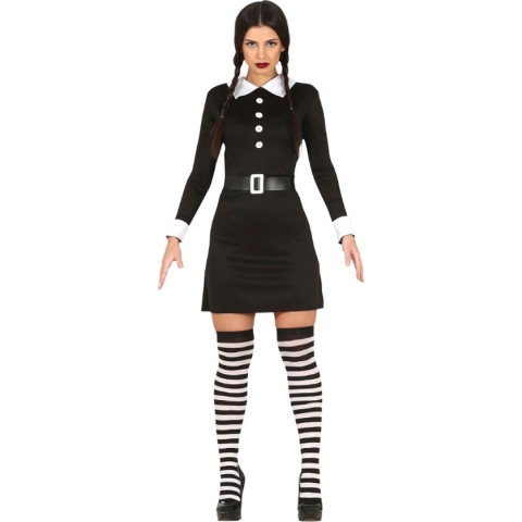 Fiestas Guirca - Dames Thursday jurk - M (38-40) - Halloween - Wednesday Addams kostuum - Wednesday jurk