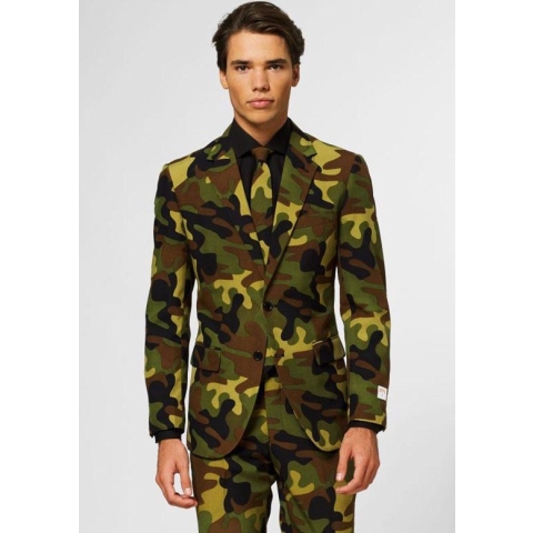 OppoSuits | Commando | Mannen Kostuum | Groen / Bruin | Carnaval | Maat 54