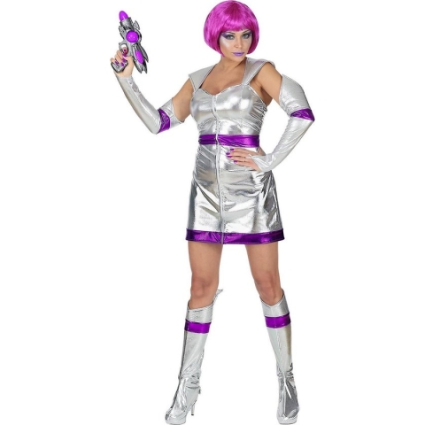 Widmann - Science Fiction & Space Kostuum - Science Fiction Dame Ursula Uranus - Vrouw - Zilver - XS - Carnavalskleding - Verkleedkleding