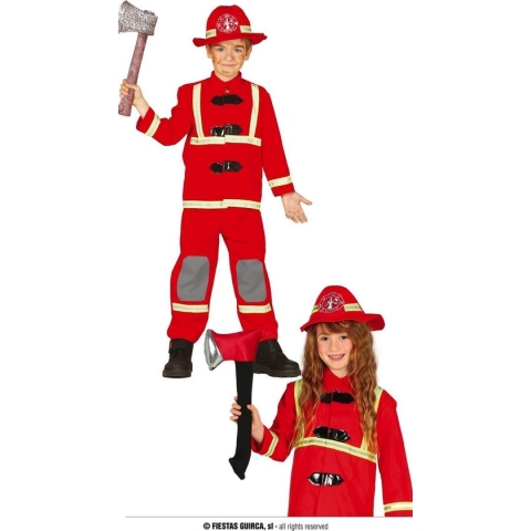 Guirca - Brandweer Kostuum - Brandweerman Nee Tegen Vlammenzee Kind Kostuum - Rood - Maat 176 - Carnavalskleding - Verkleedkleding