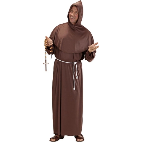 Widmann - Monnik & Pater & Priester Kostuum - Gezellige Pater Kostuum Man - Bruin - Medium - Carnavalskleding - Verkleedkleding