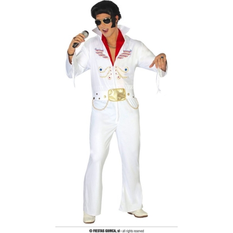 Guirca - Rock & Roll Kostuum - Elvis Las Vegas Show - Man - Wit / Beige - Maat 54-56 - Carnavalskleding - Verkleedkleding