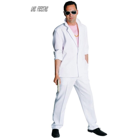 Magic By Freddy's - Maffia Kostuum - Wit Sonny Miami Vice - Man - Wit / Beige - Medium - Carnavalskleding - Verkleedkleding