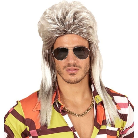 Widmann - Brandon Pruik Mullet 80s Blond - Blond - Carnavalskleding - Verkleedkleding