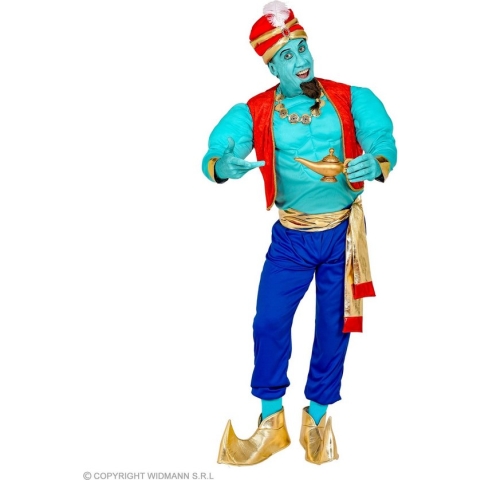 Widmann - Aladdin Kostuum - Geheel Tot Uw Dienst Geest - Man - Blauw, Rood - Small - Carnavalskleding - Verkleedkleding