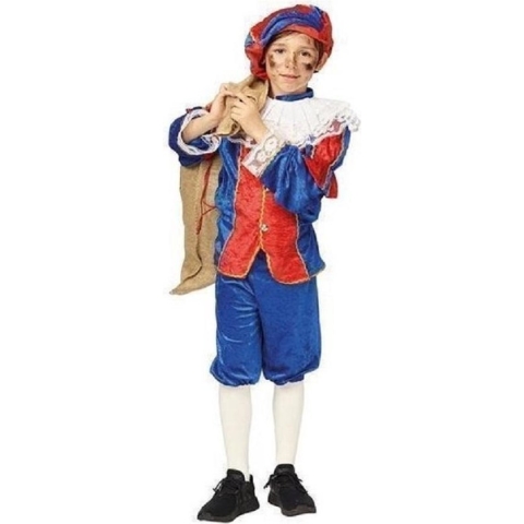 Pieten pak kids rood/blauw 164
