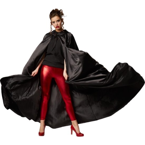 dressforfun - Mystieke cape met kap zwart - verkleedkleding kostuum halloween verkleden feestkleding carnavalskleding carnaval feestkledij partykleding - 301860