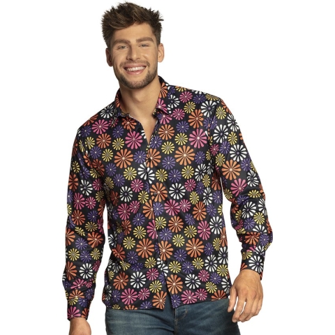 Boland - Shirt Flower power (L) - Multi - L - Volwassenen - Hippie - 60's & 70's - Hippie & Flower Power