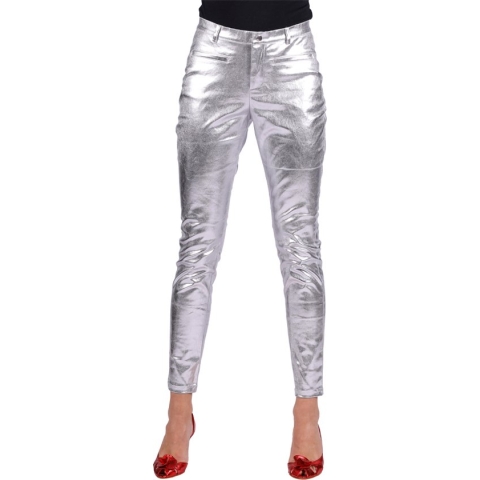 Damesbroek Metallic Zilver - Dames - Verkleedkleding - Carnavalskleding - Gouden Broek - Maat 44