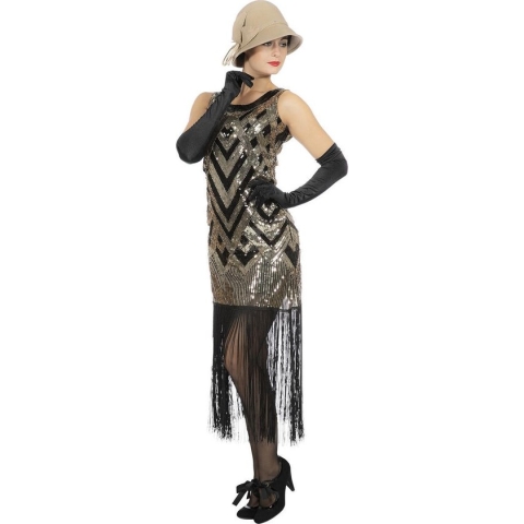 Jaren 20 Danseressen Kostuum | Zilveren Chique Peaky Grace Roaring 20s | Vrouw | Maat 46 | Carnavalskleding | Verkleedkleding