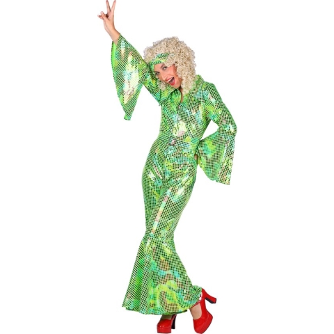 Catsuit Disco - Dames - Disco 80/90 - Hippie - Carnaval - Verkleedkleding - Groen - Maat S