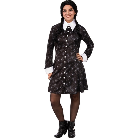 Rubies - Horror Films Kostuum - Wednesday Addams Too Cool For School - Vrouw - Zwart - Large - Halloween - Verkleedkleding