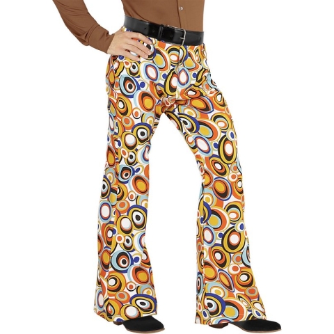 Widmann - Hippie Kostuum - Groovy Gandalf 70s Heren Broek, Luchtbellen Man - Multicolor - XXL - Carnavalskleding - Verkleedkleding