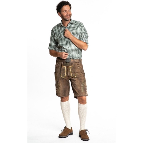 Tannhauser Korte Oktoberfest Lederhose Man met Riem Zillertal 100% Echt Runderleer Oktoberfestkleding Heren - 100% Runderleer - Maat XL/54 - 2-delig Lederhose/Riem