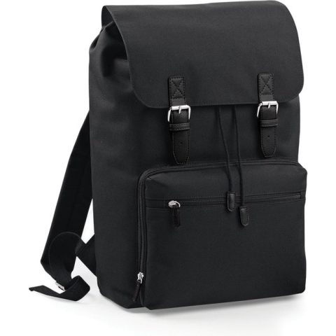 Vintage rugzak/rugtas zwart 49 cm - A4-formaat - Schooltas - Laptoptas/boekentas zwart