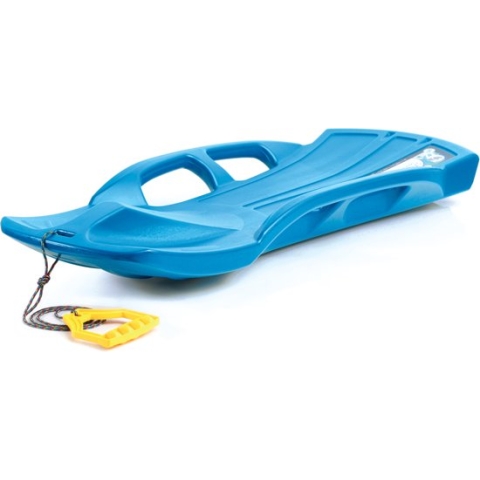 Kunststof sneeuw slee met trekkoord voor kinderen 110 cm blauw - Kinderslee