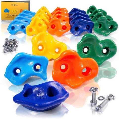 Klimgrepen voor kinderen - set klimstenen (25 stuks) Inclusief montagehandleiding Robuust, antislip, tot 150 kg draagvermogen Klimgrepen voor buiten