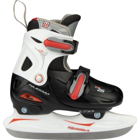 Nijdam IJshockeyschaats Junior Verstelbaar - Hardboot - Zwart/Rood - 34-37