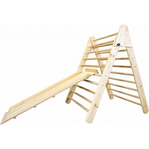 Juliard.Club Klimset Baby 106 cm - Pikler Driehoek Triangle - Klimtoestel voor kleuters en peuters - Houten Speel driehoek - kleur vernis