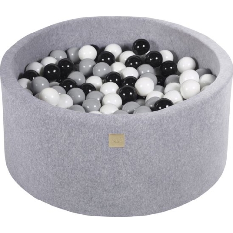 Ballenbak VELVET Licht Grijs - 90x40 incl. 300 ballen - Zwart, Grijs, Wit