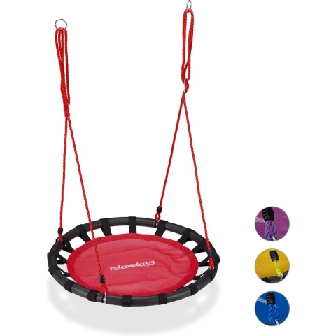 Relaxdays Nestschommel - ronde schommel - 80 cm - kinderschommel - schommel buiten - rood
