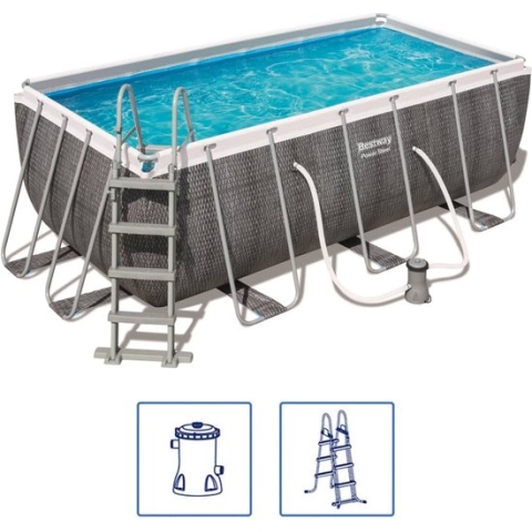 Bestway Power Steel Rotan Zwembad 412 x 201 x 122cm - incl filterpomp