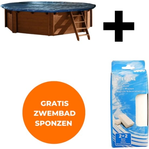 Interline winterafdekking Bali - Winterafdekking 3,55m 8 hoek - Voor houten zwembaden - Vertraagt verdamping - Verminderd verbruik chloor - Inclusief gratis zwembadspons