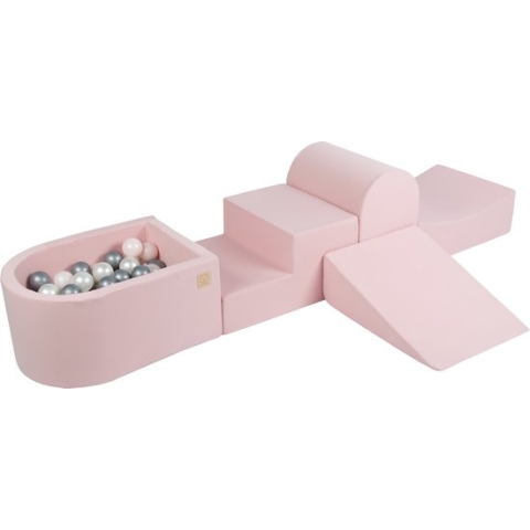 Misioo, Foam Speelset met ballenbak roze/ pink incl 100 Ballen: grijs en roze