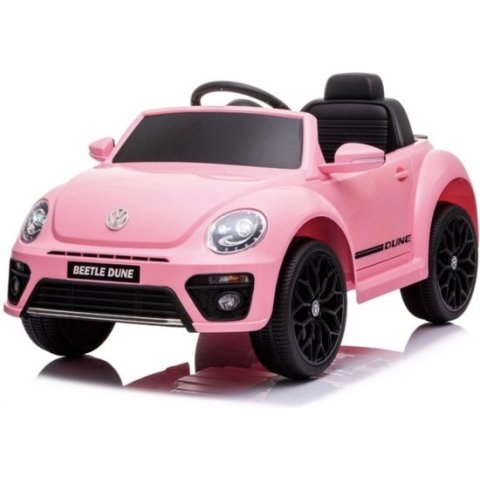 Volkswagen Beetle Elektrische Kinderauto 12v - Roze - Afstand Bestuurbaar - Muziek Module - 12v - Kunst Lederen Stoelen - Rubberen banden