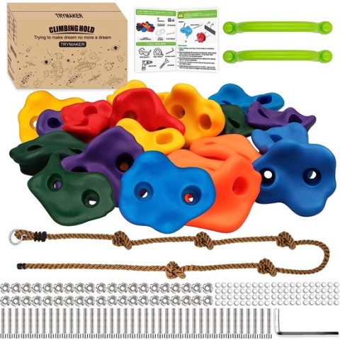 Klimgrepen, kinderklimstenen voor klimwand, 20 stuks klimwandhouders set voor kinderen volwassenen buiten
